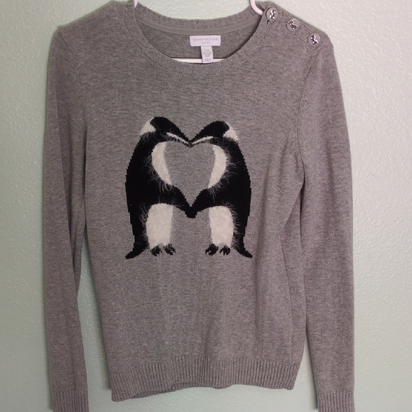 Charter Club Penguin Gray Sweater Size PM - Picture 5 of 6